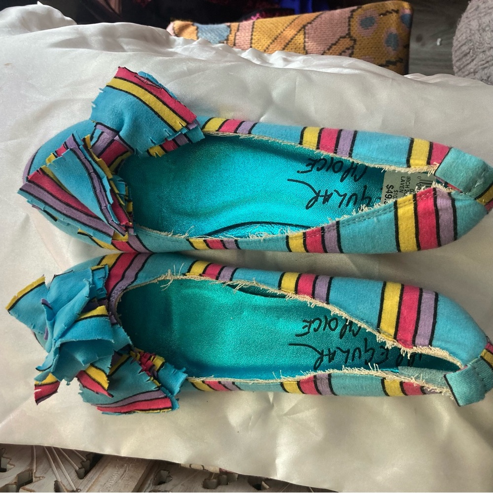 Y2K Irregular Choice Vibrant Striped Flats